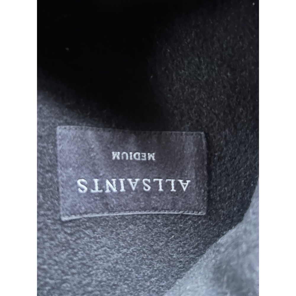 ALL SAINTS BLACK Wool Blend 2 Button Over Coat Medium Long - Picture 11 of 11
